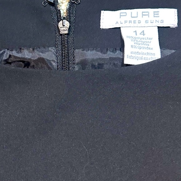 NWT Elegant Stunning Size 14 Black Lined Black Dress Alfred Sung Pure - Picture 4 of 5